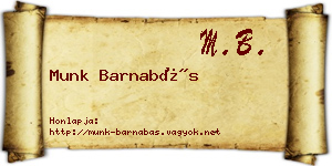 Munk Barnabás névjegykártya