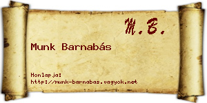 Munk Barnabás névjegykártya